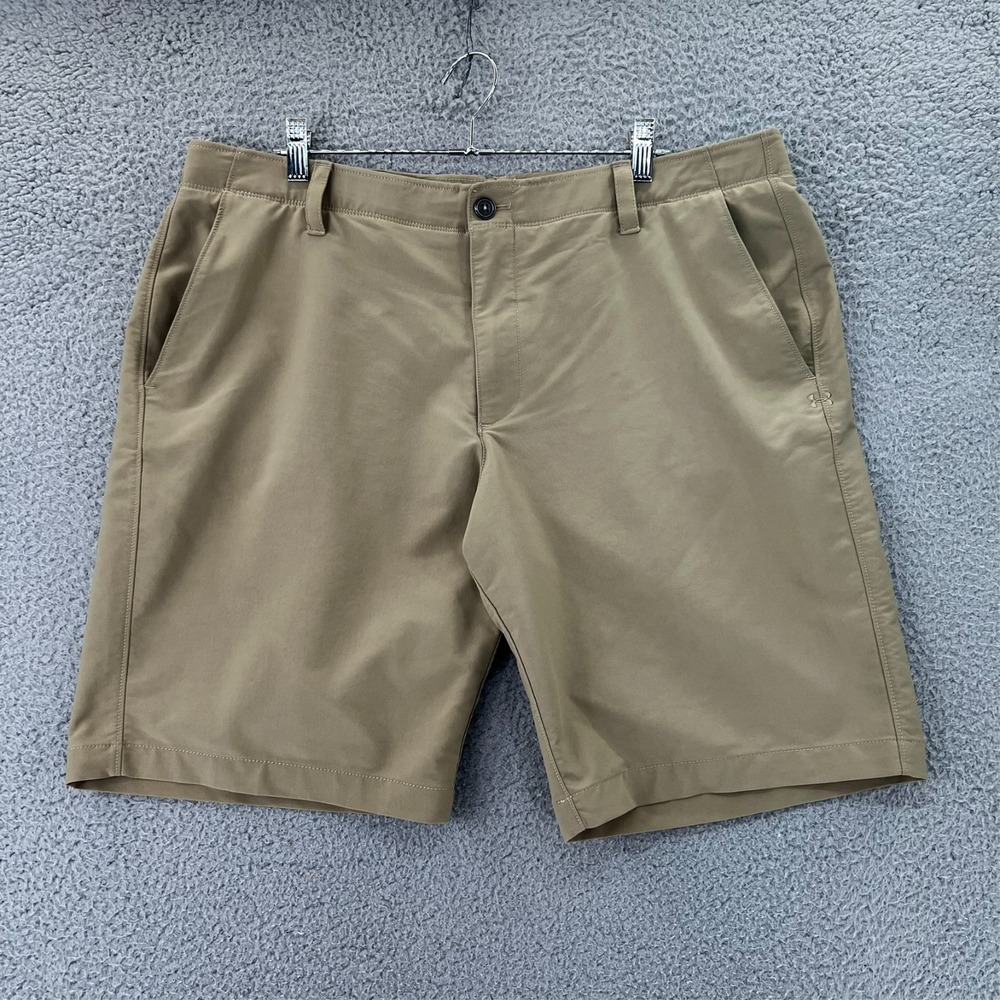 Under Armour Golf Shorts Mens 40 Khaki Brown Heat Gear Chino Soft Stretch